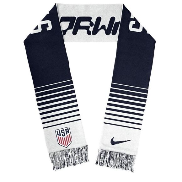 Nike USA Local Verbiage Scarf USMS Knit Fringe Blue White Unisex One Size - Picture 1 of 12